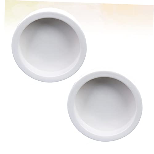 GALPADA 2Pcs Thicken Ceramics Reptile Food Dish Round Escape Feeding Bowl for Lizards Safe Space Saving Water Storage Basin Easy to Clean Reptile Supplies White