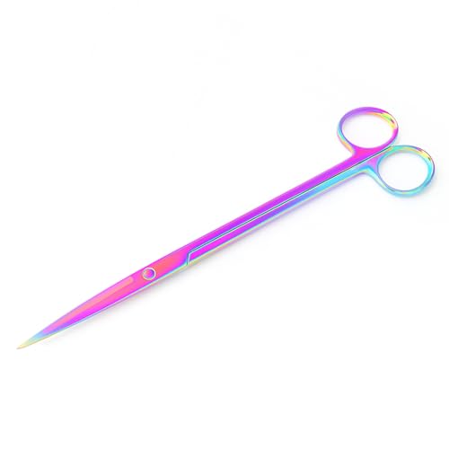 Mandala Crafts Rainbow 10 Inches Straight Aquarium Scissors for Fish Tanks | Extra Long, Rust Resistant Stainless Steel, Trimming Aquatic Plants, Bowls, Terrariums, Freshwater & Saltwater Aquascape - color: Rainbow Straight Scissors, size: 10 Inches