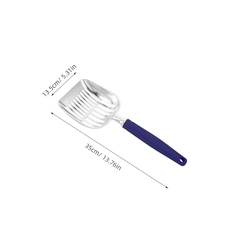 Totority Heavy Duty Cat Litter Scoop with Long Handle, Blue Plastic Sifting Shovel 35x13.5x5cm for Litter Box Cleaning and Reptile Terrarium Waste Removal