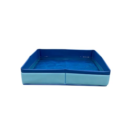 Foldable Dog Pool Blue Portable Small Pet Wading Pool (50/50/10 cm, #01) | Cat Dog Swimming Pools Bathtub Folding Cat Dog Pool for Indoor Outdoor Camping Picnic Backyard Collapsible Reptile Bath Pool