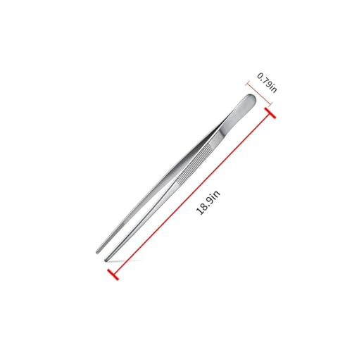 18.9 Inch Extra Long Aquarium Tweezers, 1 Pc, Stainless Steel | With Hanger, Feeding Tongs, For Fish Tank, Terrarium, Aquascaping, Reptile, Garden, Kitchen