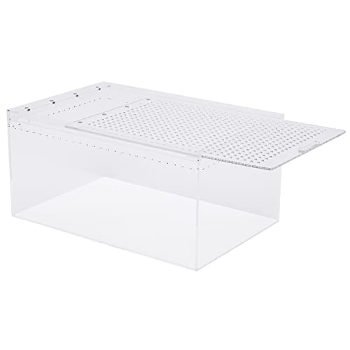 Reptile Terrarium, 12 x 8 x 6 Inch Acrylic Reptile Pet Breeding Cage with Magnetic Door, Multifunctional Clear Reptile Tank, Amphibians Feeding Box for Horned Frog, Scorpion, Spider, Snake