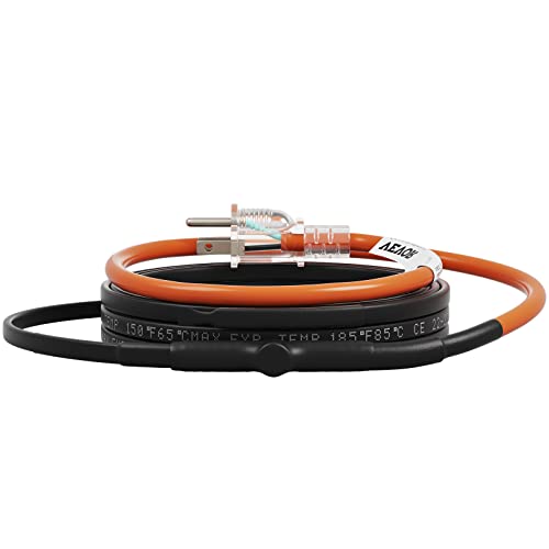 VEVOR Self-Regulating Pipe Heating Cable, 18-feet 5W/ft Heat Tape for Pipes Freeze Protection, Protects PVC Hose, Metal and Plastic Pipe from Freezing, 120V - size: 18 Feet
