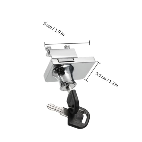 Glass Cabinet Lock Zinc Alloy 5-8mm Security Door Lock with Keys for Display Showcase Furniture Latch Compatible with Single and Double Doors