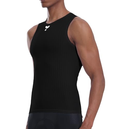 YKYWBIKE Men's Cycling Base Layer Sleeveless Cycling Jersey Men Quick Dry Bicycle Undershirt Mesh Bike Base Layer Vests - color: Black 2061, size: Small