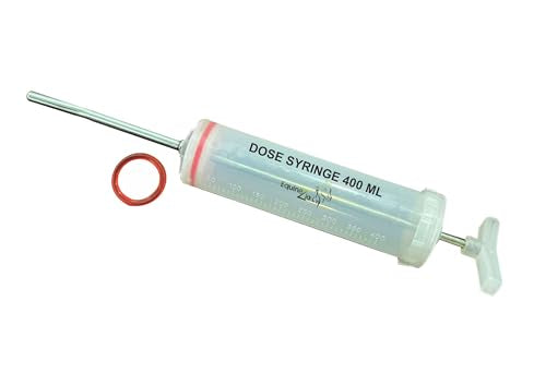 Plastic Dose Syringe 400mL for Horses & Livestock β Reusable Veterinary Drencher with Stainless Steel Nozzle, Large Animal Oral Medication Applicator for Dental Use, Deworming, Supplements & Fluids