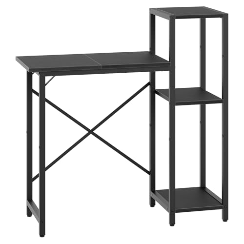 MAHANCRIS 5-10 Gallon Fish Tank Stand with 3-Tier Storage Shelf, Heavy Duty Aquarium Stand for Home Office, Metal Frame Turtle Reptile Terrarium Stand, 30.7" L x 12.6" W x 32.1" H, Black FTBK5201 - color: Black