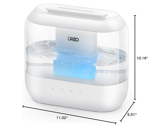DREO 4L Humidifiers for Bedroom, 36H Runtime, 28 dB Quiet, HM311 | Easy to Refill & Clean, BPA-Free, Nightlight, Supersized Air Humidifiers for Large Room, Baby Nurseries, Plants, Indoor | Easy to Refill & Clean, BPA-Free, Nightlight, Supersized Air Humid