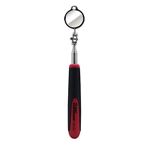 Ullman Devices HTE-LT2 Round Inspection Mirror - Swivel Free LED Telescopic Mirror with Quick Release Tab, Stainless Steel Handle - size: Diameter: 1-3/8", Length: 6-1/2" to 35"