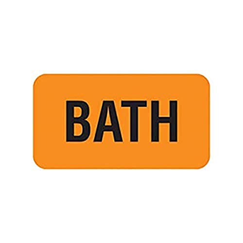 Tabbies V-AN216 Bath Veterinary Labels, 560 Count, Fluorescent Orange, 1-5/8 x 7/8 Inch, Self-Adhesive Vet Care Instruction Stickers for Animal Charts - size: 1-5/8" x 7/8", 560 Count (Pack of 1), style: BATH