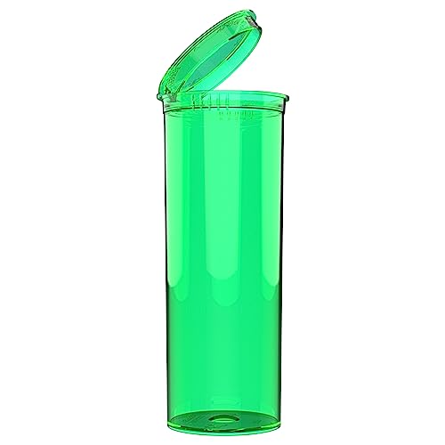 60 Dram CR Plastic Packaging Pop Top Containers - Child Resistant Travel Holder Vial Bottles - 75 qty (Translucent Green) - color: Translucent Green