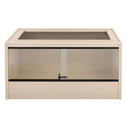 New Age Pet ECOFLEX 36" Wide Medium Reptile Habitat, Mojave Lounge for Snakes, Tortoises & Lizards in Maple, Black & Grey, Easy Assembly, Sliding Glass Doors & Mesh Top - color: Tan, size: Medium
