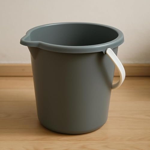10QT (9.5L) Cleaning Bucket with Handle and Spout - Charcoal Grey | Heavy Duty Mop Bucket for Household Use, Utility Pail for Car Wash - Plastic Buckets, Plastic Buckets with Handles
