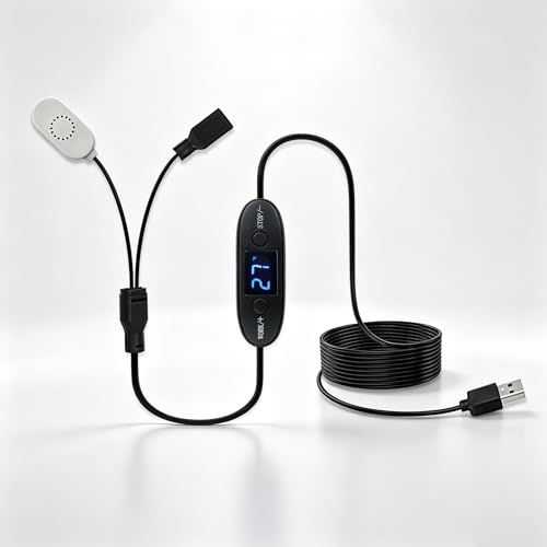 5V USB Digital Temperature Controller | 0-60°C Thermostat Magnetic Probe | 2A 10W Adjustable Thermostat Socket with Magnetic Probe, for USB Fan, Reptile, Aquarium, Greenhouse & AV Cabinet Ventilation