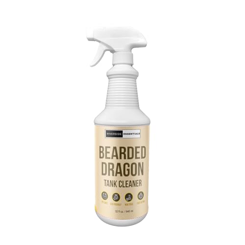 Bearded Dragon Tank Cleaner Spray, 32oz – Non-Toxic, No-Rinse, Made in USA | Fast-acting formula removes waste and odors from cages, tanks and terrariums for easy bearded dragon habitat cleaning.