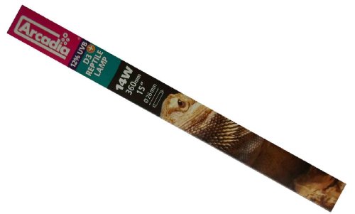 Arcadia D3 T8 UVB Reptile Light Bulb 15" Long 14 Watts 12% UVB Desert – Complete High Output UVB Light for Reptiles, Turtles, Snake, Bearded Dragon Lamp, Long Lasting Easy to Use Professional Lighting