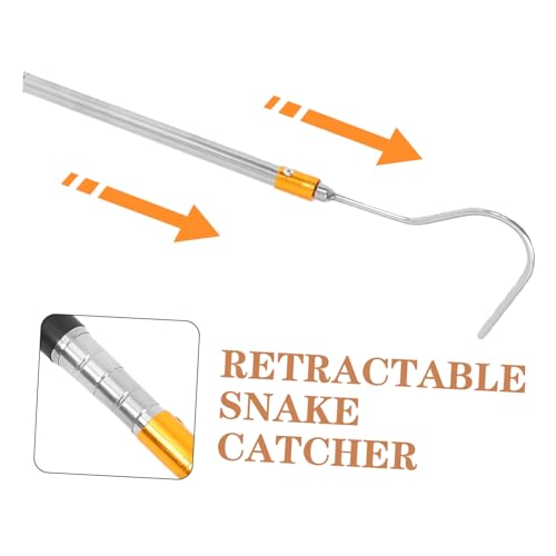 TOYANDONA Telescopic Snake Catcher Hook Adjustable Length Stainless Steel Snake Handling Tool Collapsible Design for Safe Reptile Capture and Efficient Handling