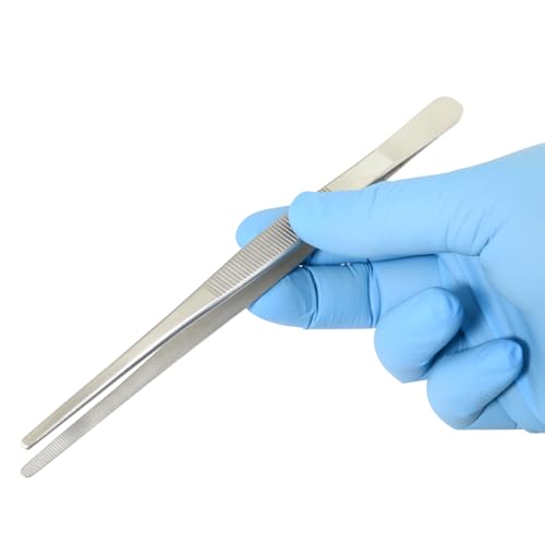 8" Thumb Dressing Forceps, Mulipurpose Tweezer Stainless Steel, Serrated Tip Straight, Aquascaping, Reptile Feeding, Crafts, Tissue Handling Forceps - size: 8"