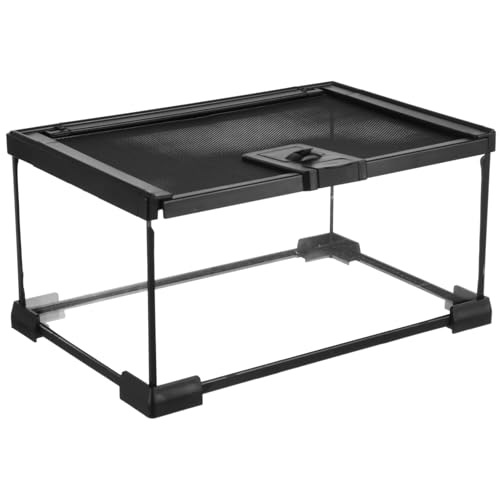 Mini Reptile Glass Terrarium 12"x8"x6", Full View Rainforest Vivarium Tank, Stackable Amphibian Enclosure Cage for Turtles, Geckos, Frogs, Hermit Crabs, No Installation Needed - size: 12"L x 8"W x 6"H