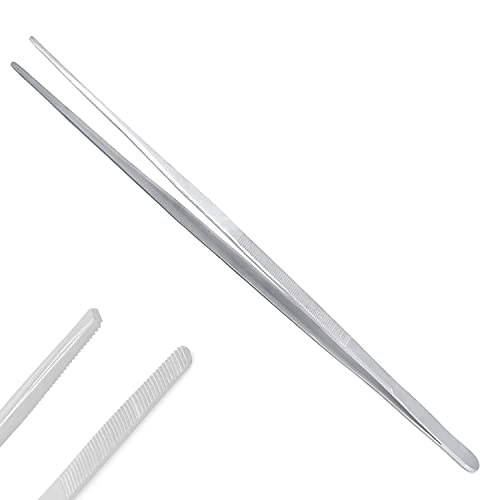 Aquarium Tweezers Stainless Steel Straight Tweezer Long Reptiles Feeding Tongs for Aquatic Plants Spider Snakes Lizards, 24 inch - Straight
