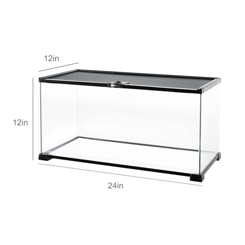 REPTI ZOO Full Glass 15 Gallon Reptile Tank, Medium Reptile Terrarium 24" X 12" X 12" for Gecko Hermit Crab Hognose Snake etc, Top Screen Ventilation & Feeding - size: 24"W X 12"D X 12"H (15 Gallon)