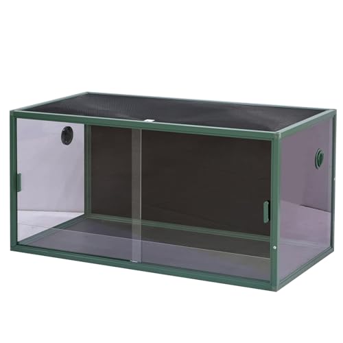 4x2x2 Reptile Enclosure Terrarium, 120 Gallon Bearded Dragon Tank with Tempered Glass Doors, Snake Enclosure, Aluminum Frame & Screen Top, Stackable, Easy Assemble Green