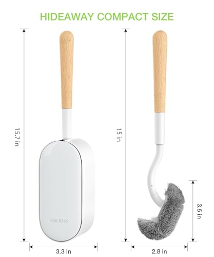 Wooden Toilet Brush, OSCIOSS Toilet Brush and Holder Set with Ergonomic Design, Compact Size, Durable Bristles, Bamboo RV Toilet Cleaner & Holder for Bathroom (Natural, 1pack) - color: Natural, size: 1 Pack
