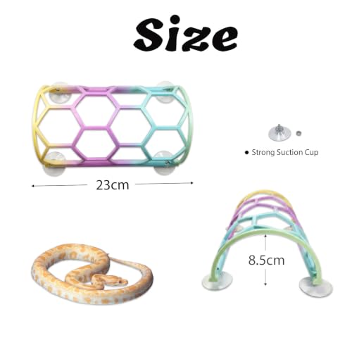 HOZOE Reptile Honeycomb Climbing Shelf, Suction Cup Mounted Snake Hide & Rest Platform, Terrarium Wall Decor Accessories for Ball Python, Corn Snake, Lizard, Bearded Dragon, Gecko (Colours) - color: Colours