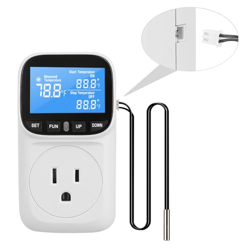 Diymore Digital Thermostat Controller, 1800W 120V/15A, -104°F to 210°F, Heating & Cooling Mode for Incubator, Greenhouse, Reptile Tank, Pool