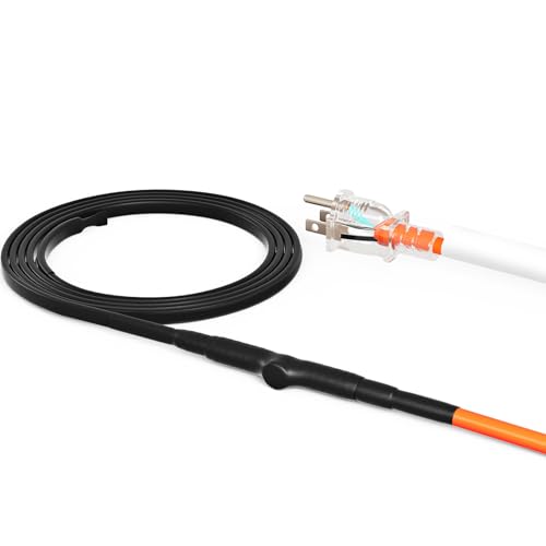 VEVOR Self-Regulating Pipe Heating Cable, 3FT 5W/FT Heat Tape for Pipes Freeze Protection, Water Pipe Heat Cable with Built-in Thermostat Protects PVC Hose, Metal and Plastic Pipe from Freezing - size: 3FT
