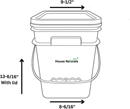 4 Gallon Square Food Grade Bucket Pail with Plastic Handles and Lid (Pack of 3) Made in USA containers (Gray Buckets-Green lids) - color: Gray Buckets-green Lids