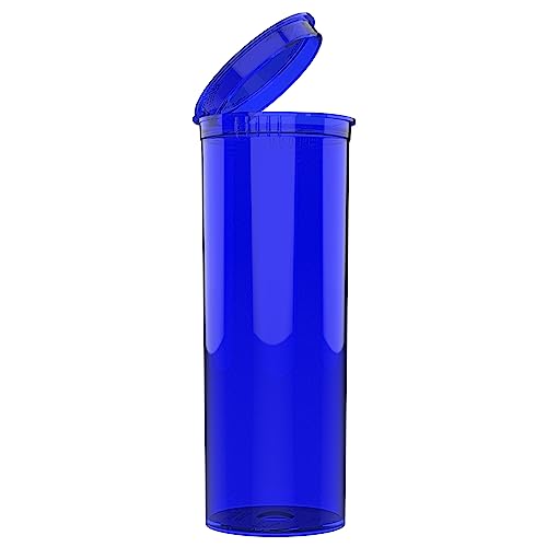 60 Dram CR Plastic Packaging Pop Top Containers - Child Resistant Travel Holder Vial Bottles - 75 qty (Translucent Blue) - color: Translucent Blue