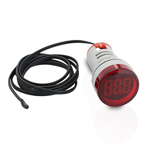 Digital LED Thermometer Display with Indicator Light, 22mm (7/8 inch) Mounting Hole, Energy-Saving Design, Temperature Range -20°C to +199°C Red (3 Pack) - style: Red -Thermometer