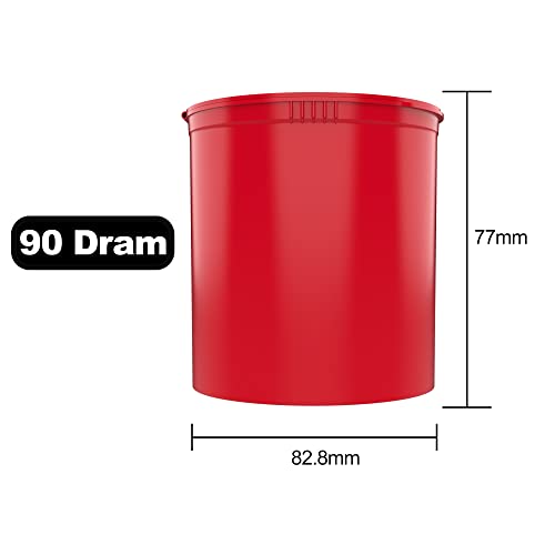 90 Dram CR Plastic Packaging Pop Top Containers - Child Resistant Travel Holder Vial Bottles - 60 qty (Red) - color: Red