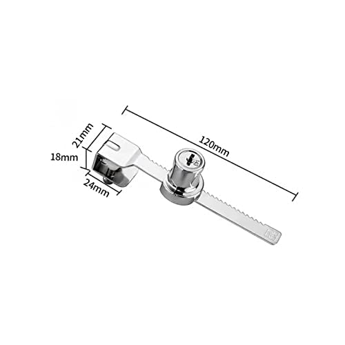 Cabinet Locks,Drawer Lock,Mailbox Lock,Sliding Glass Door Ratchet Lock with 2 Keys for Reptile Vivarium Terrarium Showcase Display Cabinet,Length 120mm (Color : Length 120mm)