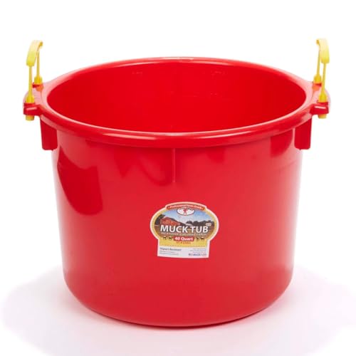 Little Giant® Plastic Muck Tub | Durable & Versatile Utility Bucket with Handles | Muck Bucket | Durable Handles | 40 Quart | Red - color: Red, size: 40 quart
