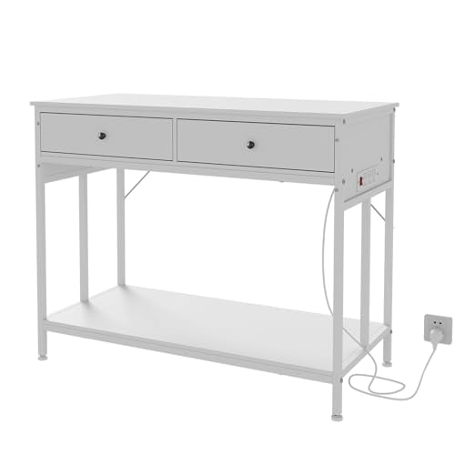 40-50 Gallon Aquarium Stand with Power Outlet & 2 Drawers, Fish Tank Stand | Dual Metal Tank Stand Adjustable Height Feet, 660 Lbs Capacity, for Fish Reptile Terrariums White - color: White