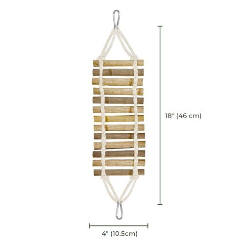 SunGrow Bamboo Gecko Reptile Climbing Bridge and Lizard Lounge, 18” Swinging Hideout Bridge, Helps Leopard Geckos with Thermoregulation, Increases Habitat Space, Can Be Submerged in Water