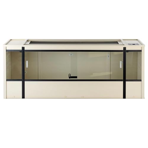 New Age Pet ECOFLEX 60" Wide X-Large Reptile Habitat, Mojave Lounge for Snakes, Tortoises & Lizards in Maple, Black & Grey, Easy Assembly, Sliding Glass Doors & Mesh Top - color: Tan, size: Extra Large