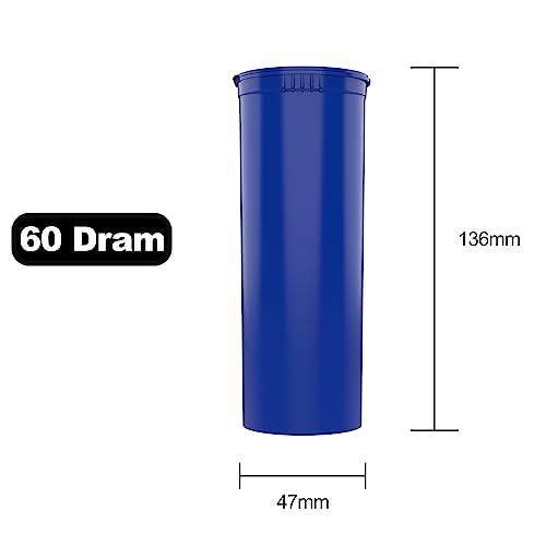 60 Dram CR Plastic Packaging Pop Top Containers - Child Resistant Travel Holder Vial Bottles - 75 qty (Blue) - color: Blue