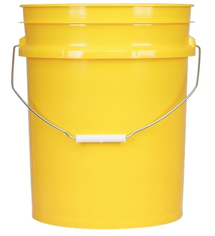 5 Gallon Food Grade Plastic Bucket with Air Tight Screw on Lid Made in USA Container (Yellow Bucket with White Lid) - color: Yellow Bucket With White Lid