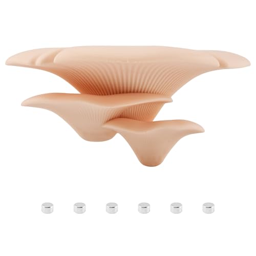 Mushroom Reptile Ledge, Mushroom Decor for Reptile Tank, Tree Frog Terrarium Tank Accessories Magnetic Ledge Ladder Pet Spider Accessories(Color:Apricot)
