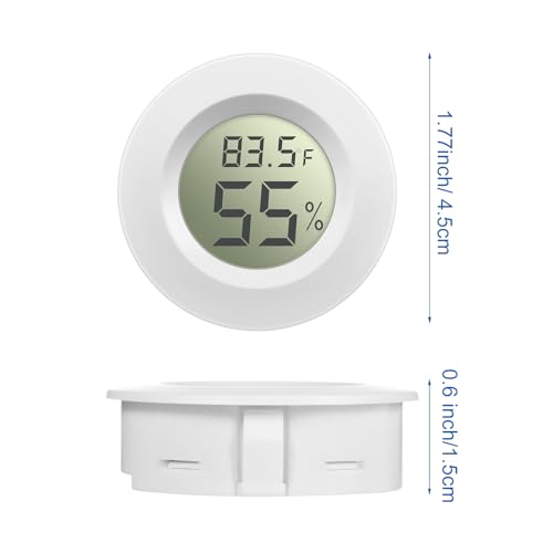 Weewooday 4 Pcs Mini Hygrometer Thermometer Digital LCD Monitor Indoor/Outdoor Room Humidity Meter Temperature Gauge for Greenhouse Garden Reptile Incubator Cellar ℉/℃ (White) - size: White
