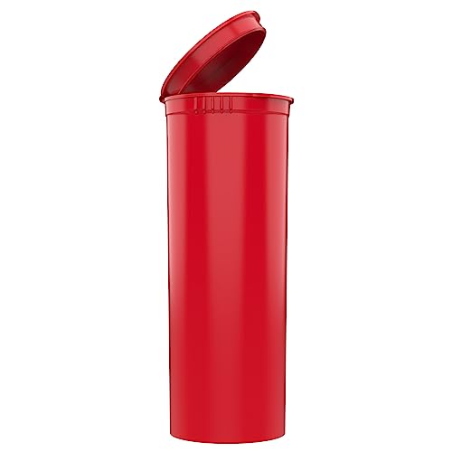 60 Dram CR Plastic Packaging Pop Top Containers - Child Resistant Travel Holder Vial Bottles - 75 qty (Red) - color: Red
