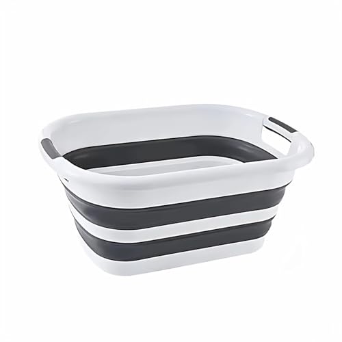 26L/40L Large Collapsible Mop Bucket with Handle for Cleaning, Silicone Portable Pet Bathtub for Puppy Small Dogs Cats, Foldable Laundry Basket Hamper Clothes Storage Bin Space Saving Design (26L) - size: 26L