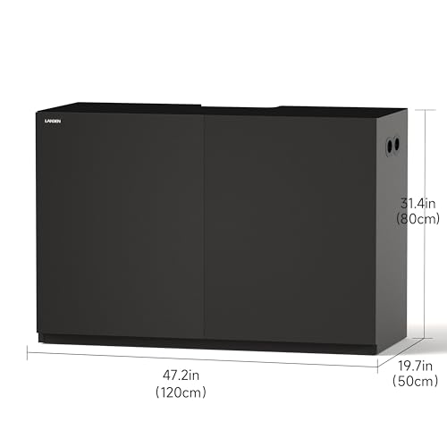 Aquarium Wooden Stand and Cabinet for up to 72.2 Gal Tank, Fish Reptile Sea Salt WaterTank Stand, Nano Foam Leveling Mat Included, W47.2xD19.7xH31.5 in, Wooden Matte Black Painted(Stand Only) - color: Black-Fig8_Inlet, size: W47.2xD19.7xH31.5in(120x50x80c