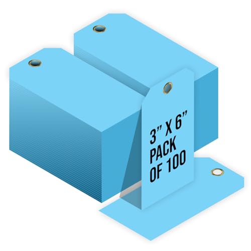 Tags 4 Less 15 Mil Waterproof Plastic Tags, Pack of 100 – 3” x 6” Heavy Duty Plastic Tags for Labeling, Outdoor Tagging, Equipment Labeling, Luggage, Valves & More (Light Blue) - color: Light Blue, size: 3" x 6"