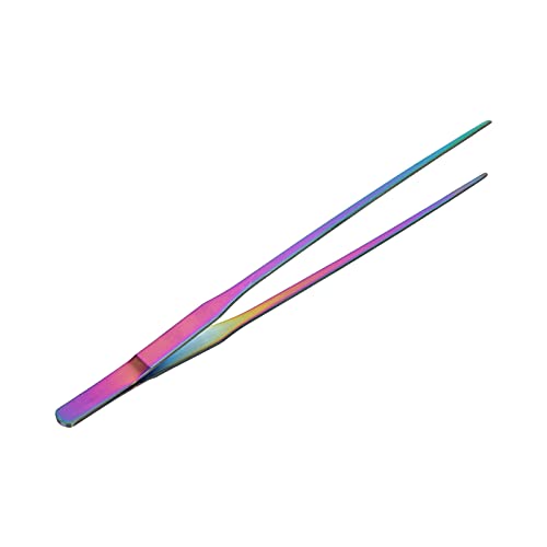 TITA-DONG 27cm Reptile Feeding Tongs, Rainbow Color Aquarium Tweezers Stainless Steel Fishbowl Long Tweezers, Aquascaping Tools for Hold Worms, Reptiles, Lizards, Bearded Dragon(27cm Straight Clip) - color: 27cm Straight Clip