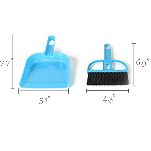 SEIS 3 Pack Hamster Mini Dustpan and Broom Set Guinea Pig Classical Besom Chinchillas Sweeper Cavy Cage Clean Hedgehogs Scooper for Small Animal (Blue) - color: Blue