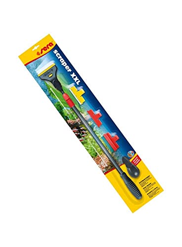 sera scraper XXL 23.6-35.4 in. (60-90 cm) | Aquarium Glass Cleaner Set with 3 Interchangeable Tools | Stainless Steel Blade for Glass, Plastic Blade for Acrylic, Sponge for Gentle Cleaning